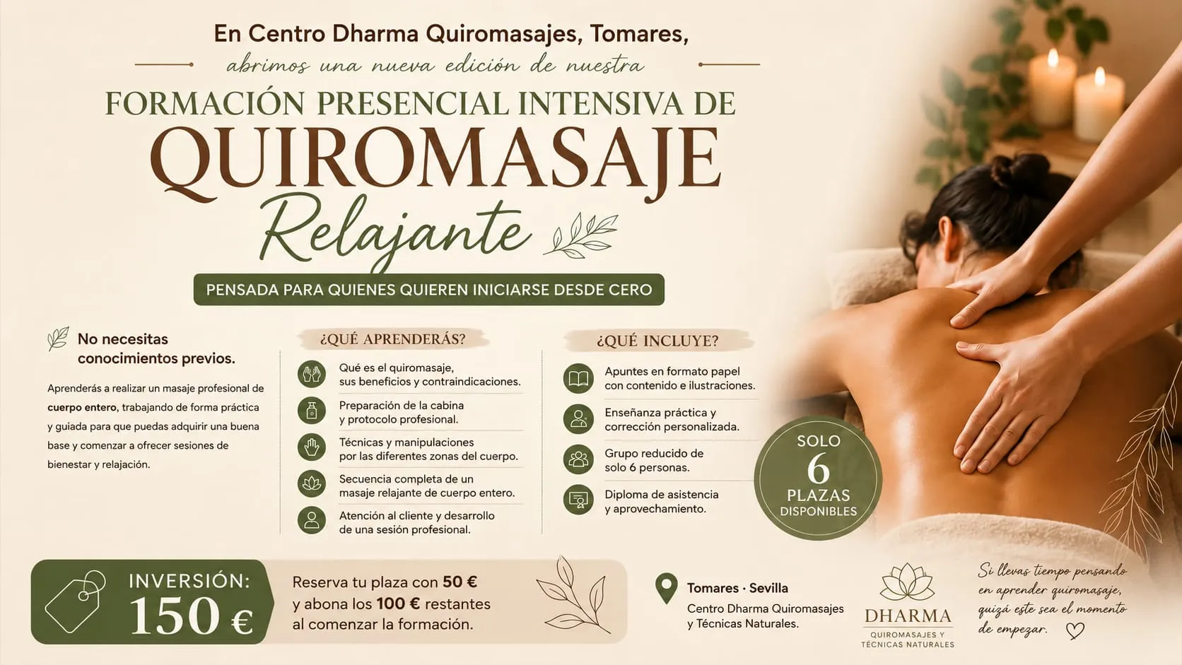 Formación de Quiromasaje Relajante en Dharma Quiromasajes